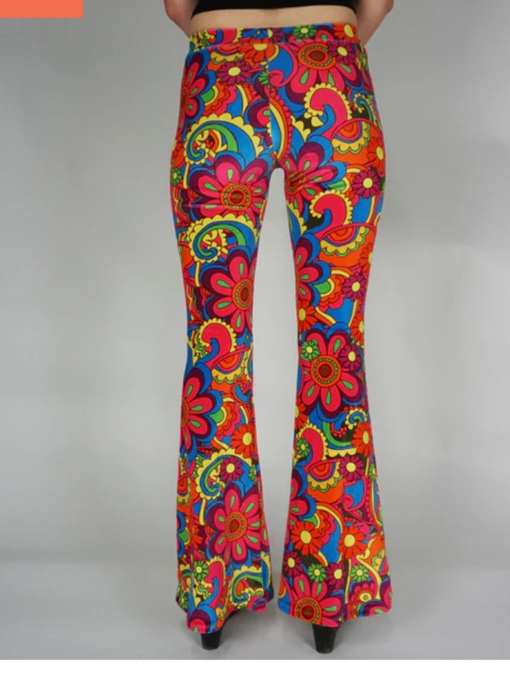 Flare Street Velvet Juniper Flare Pants Lovadelic Rainbow Flower Power NEW M 70s - Picture 5 of 9